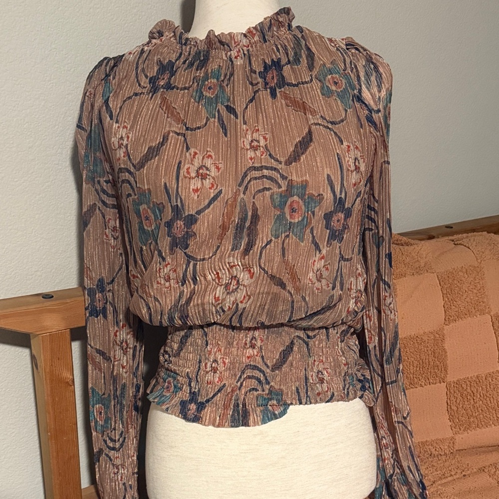 Joie Multicolor Floral Sheer Blouse